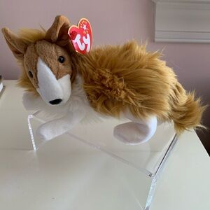NWT Beanie Baby Ty Cassie Collie Dog Stuffed Animal 2000 Vintage Tan White Y2K